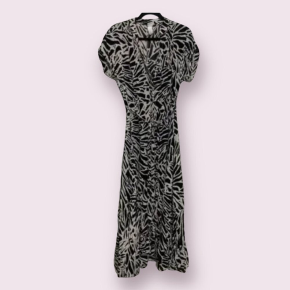 ⭐️ Zebra Button Down Hipster Hippie Festival Chic Glam Tie Straight Maxi Dress